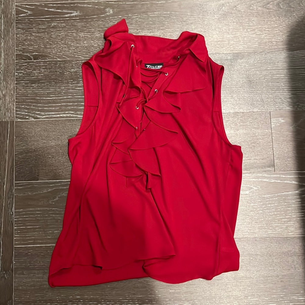 New York & Company 7th Avenue Red Sleeveless Blouse